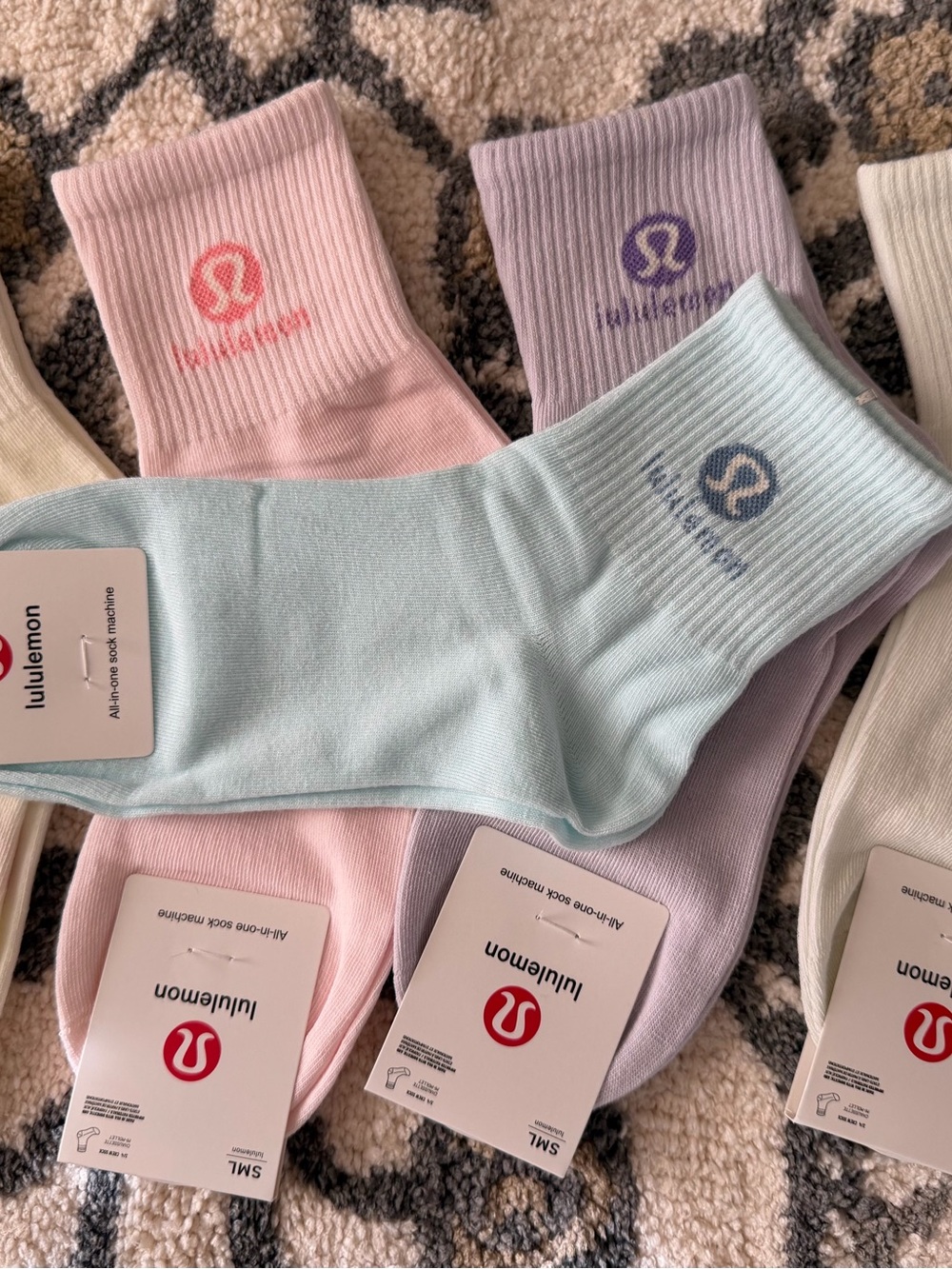 lululemon athletica Pastel Crew Socks - Light Blue, Pink, Lavender, White